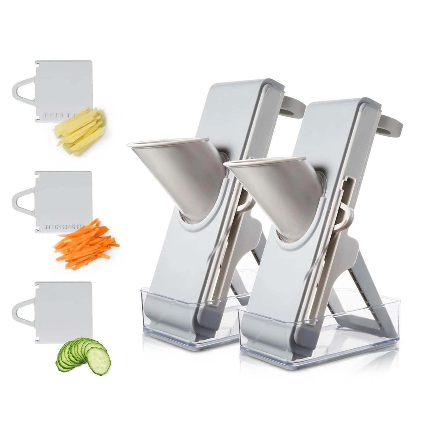 Mandoline Slicer, 4-in-1 Vegetable Chopper and Food Slicer for Kitchen, Adjustable Stainless Steel Slicing and Dicing, Safe