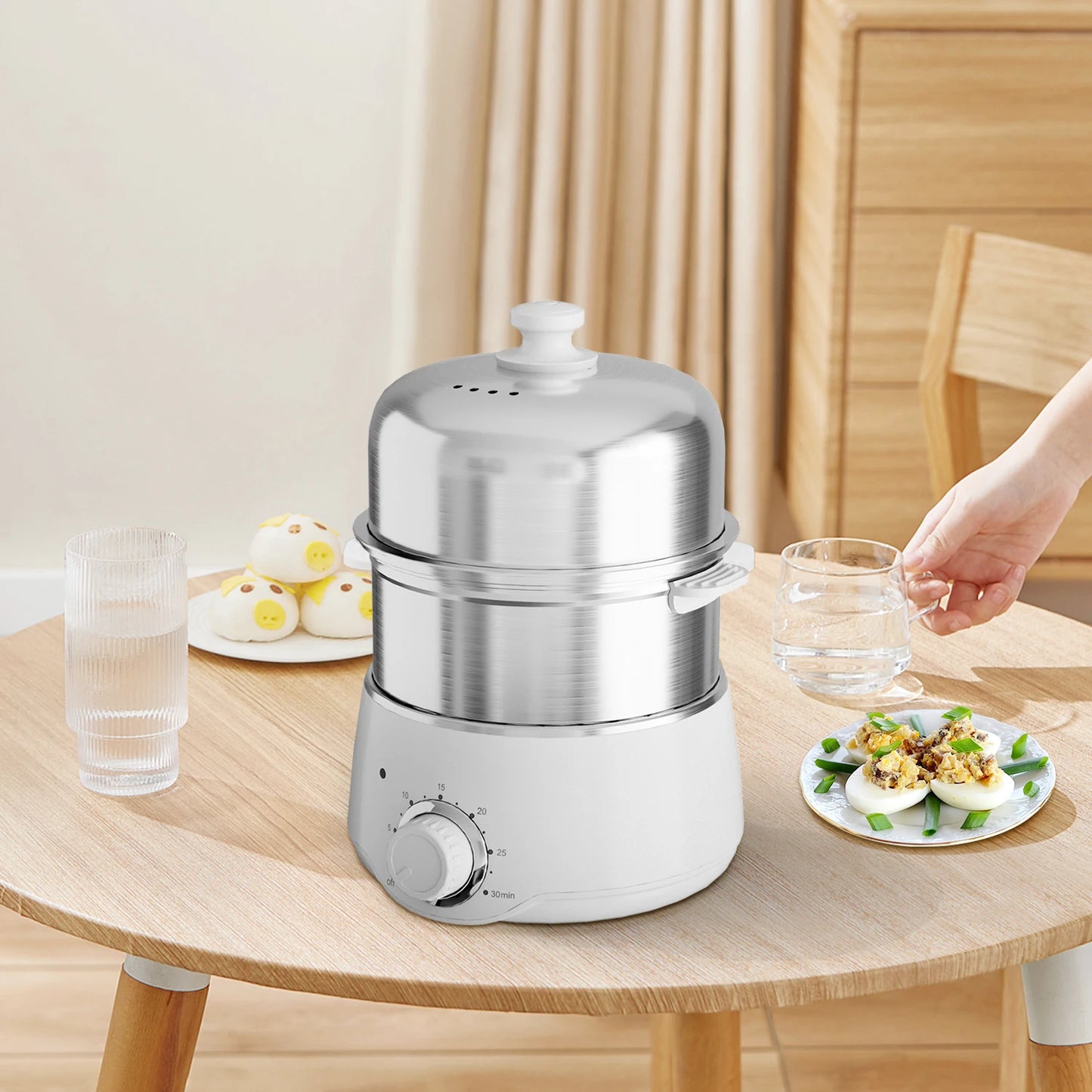 Egg Cooker - CACHOO 14-Egg Capacity Electric Hard Boiled Stainless Steel Egg Cooker with 30-Min Timer and Auto Shut-Off