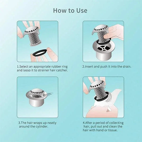 Bath Tub Stainless Steel Drain Protector Bathroom Accessories Hair Stopper Durable Silicone Strainer Bathtub Sink Drain Hair Cat