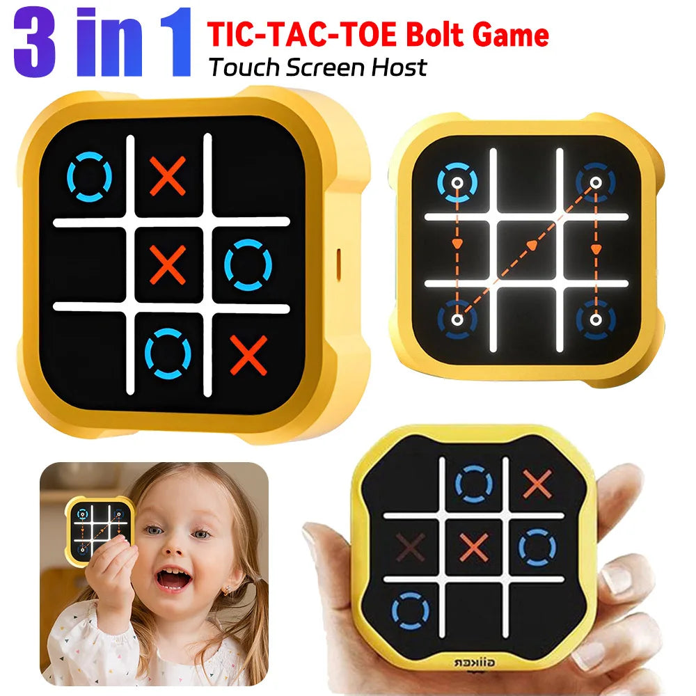 3 in 1 Tic-Tac-Toe Game Handheld Puzzle Game Console Electronic Children's Electronic Toys Chess Board Game Kids Creative Gifts