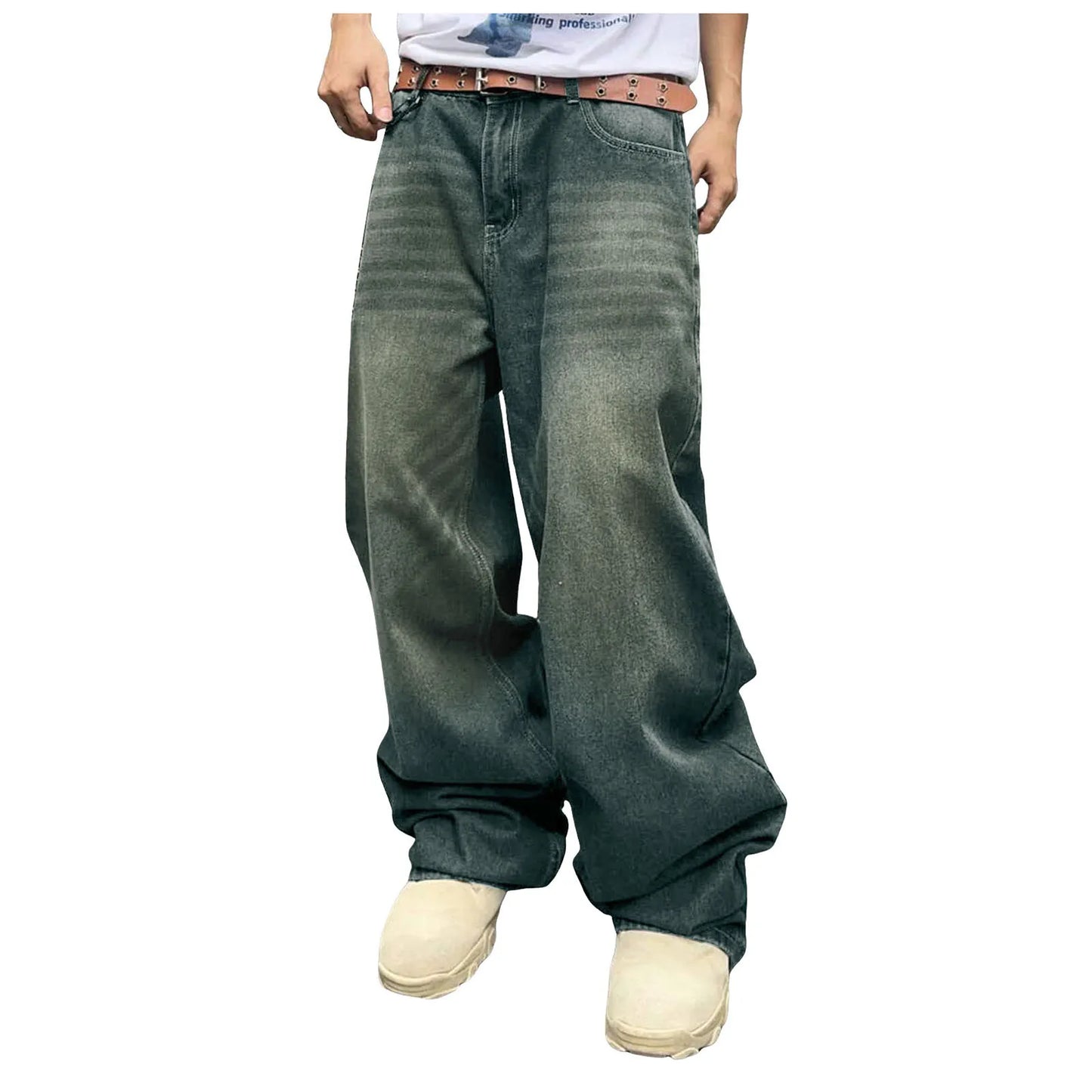 2025 New Y2k Autumn And Winter Baggy Jeans Men'S Baggy Hip Hop Jeans Wide Leg Business Jeans Trend Handsome Fashion Zipper Pants