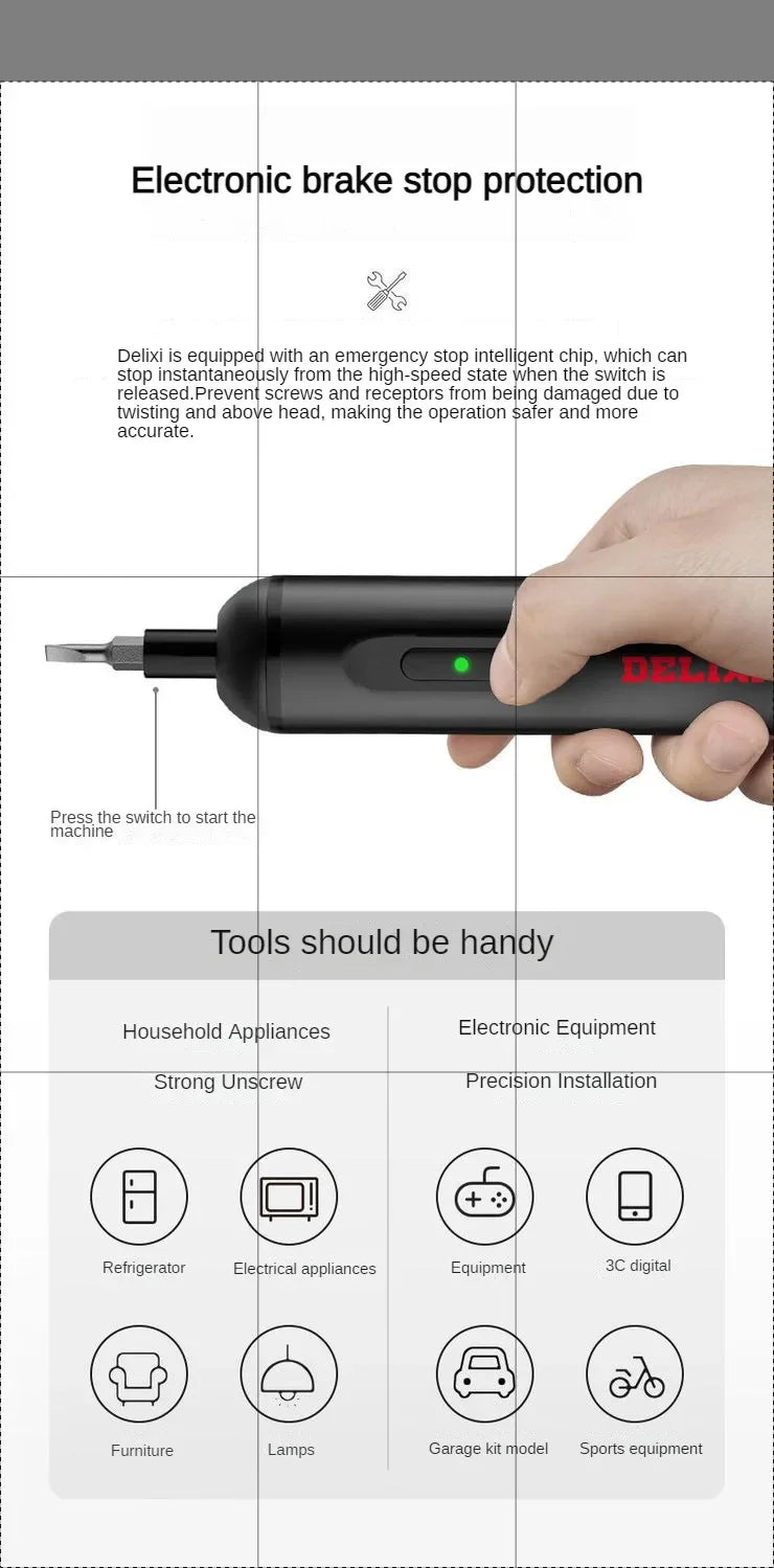 Xiaomi DELIXI Electric Screwdriver Cordless Rechargeable Screw Driver Set Power Multi-function Disassembly Torque Repair Tools