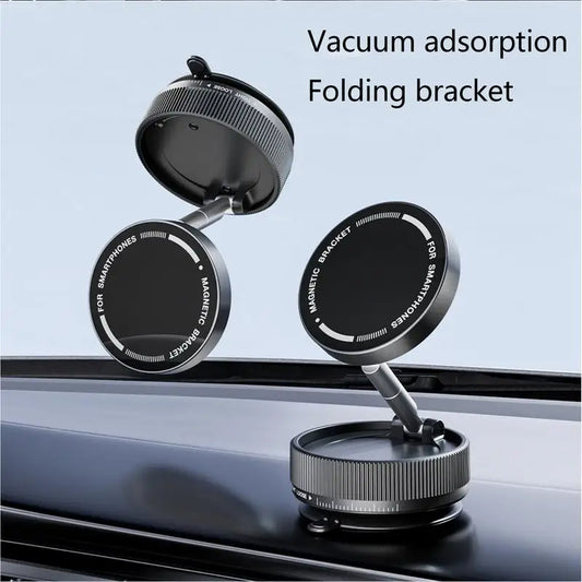 Aluminum alloy Folding Magnetic Car Compact Phone Holder 360 degree Adjustable Magnetic Car Mount for iPhone 16 15 14 Pro Max