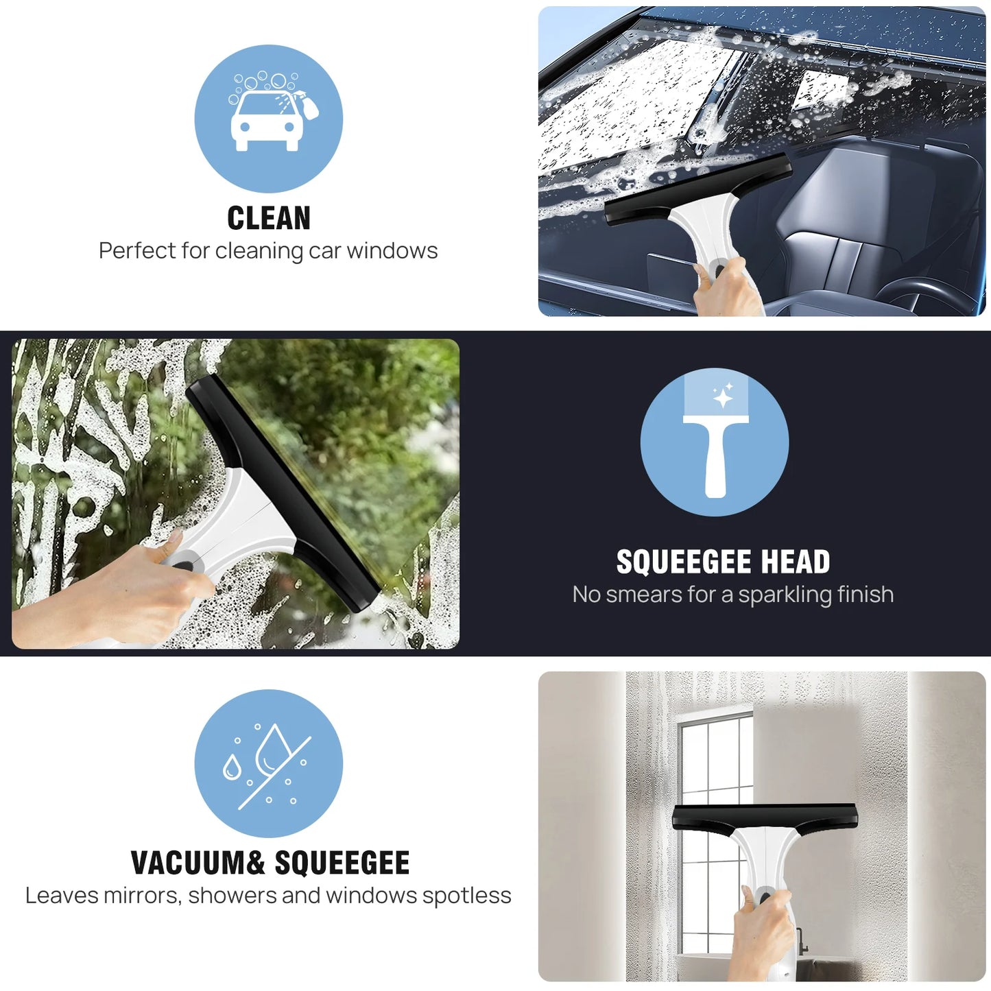 Cordless Window Vac Cleaner, Rechargeable Window Cleaner - 28cm Squeegee Element & 150ml Water Tank, Cordless Window Washer