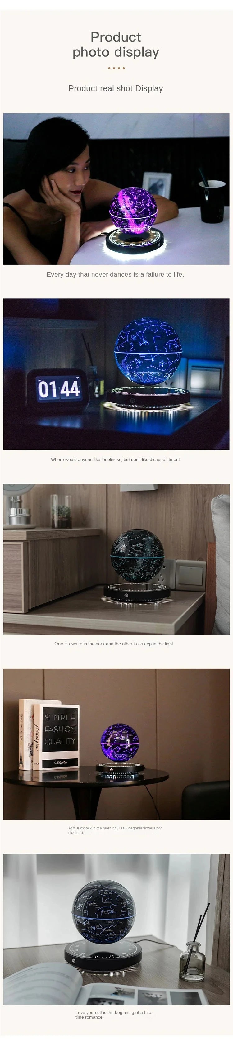 Levitating Lamp Magnetic Levitation Globe LED Earth Floating Rotating Globe Bedside Novelty Christmas Gifts  Galactic starry sky