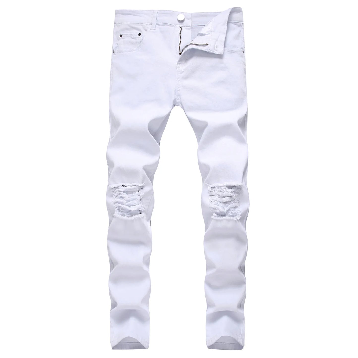 Stylish Men Skinny Holes Jeans Trousers Spring and Autumn Men's Stretch Ripped Good Quality Slim Denim Pants Male Clothing