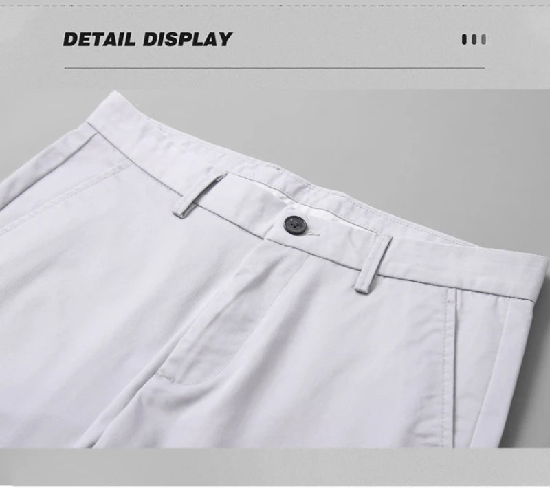 Brand Men Pants Spring Summer New Business Fashion Straight Casual Pants Mid Light Elastic Loose Breathable Trousers