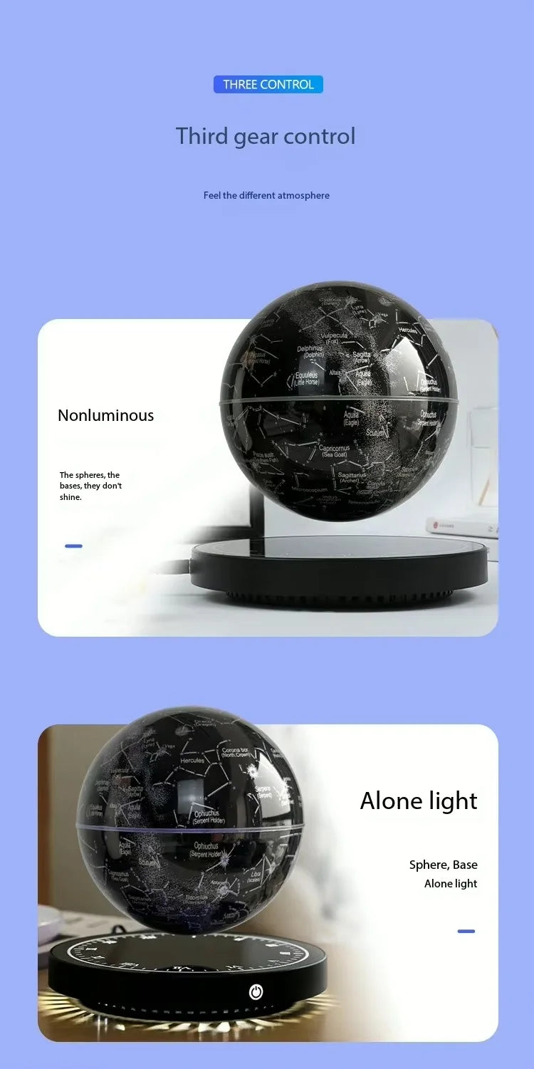 LED Floating Moonlight Lamp Novelty Automatic Spinning Globe Magnetic Levitation Decoration Modern Home Accessories Automatic