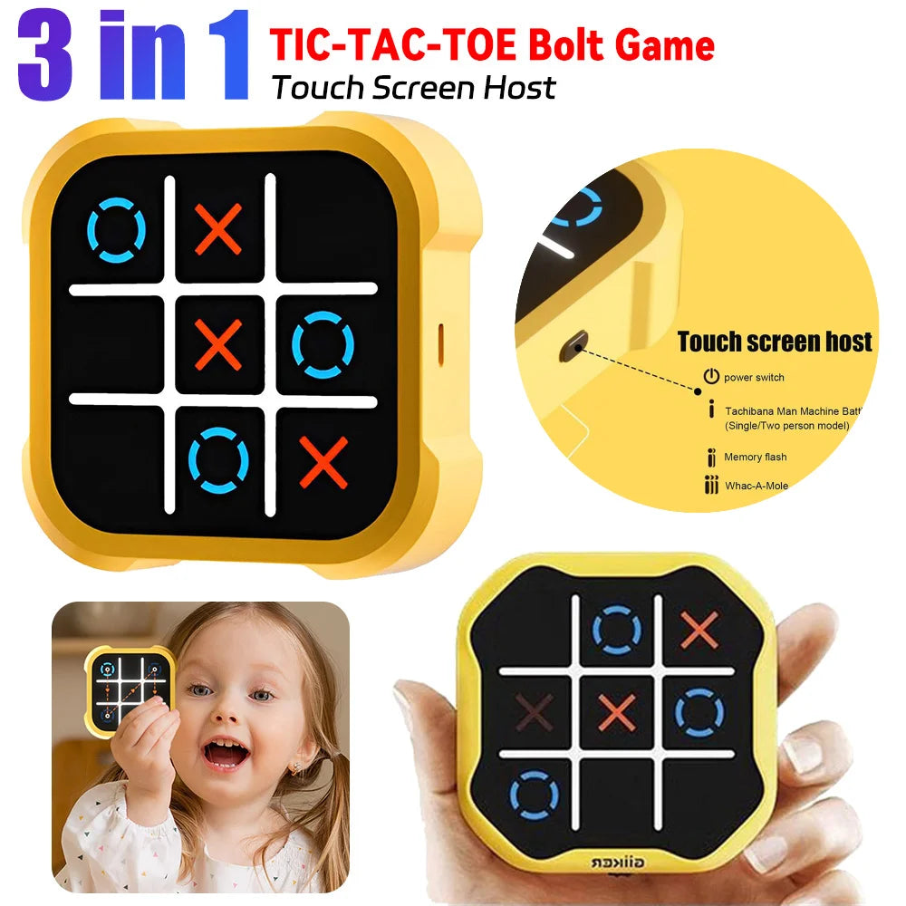 3 in 1 Tic-Tac-Toe Game Handheld Puzzle Game Console Electronic Children's Electronic Toys Chess Board Game Kids Creative Gifts