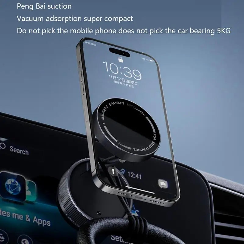 Aluminum alloy Folding Magnetic Car Compact Phone Holder 360 degree Adjustable Magnetic Car Mount for iPhone 16 15 14 Pro Max