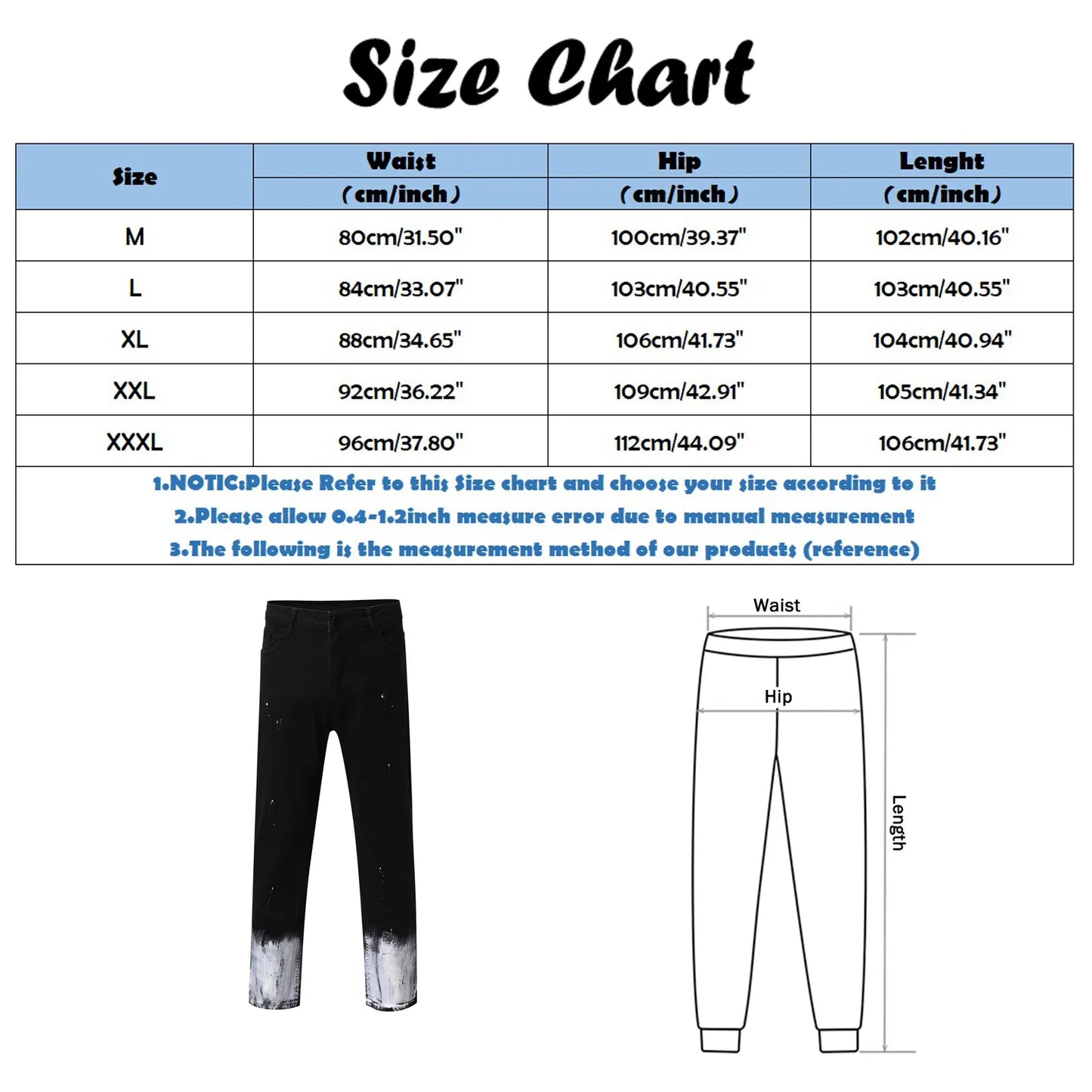 Male Casual Mid Waist Slim Jeans Pant Paint Print Zipper Fly Pocket Full Length Trousers New Korean Men'S Casual Long Jeans