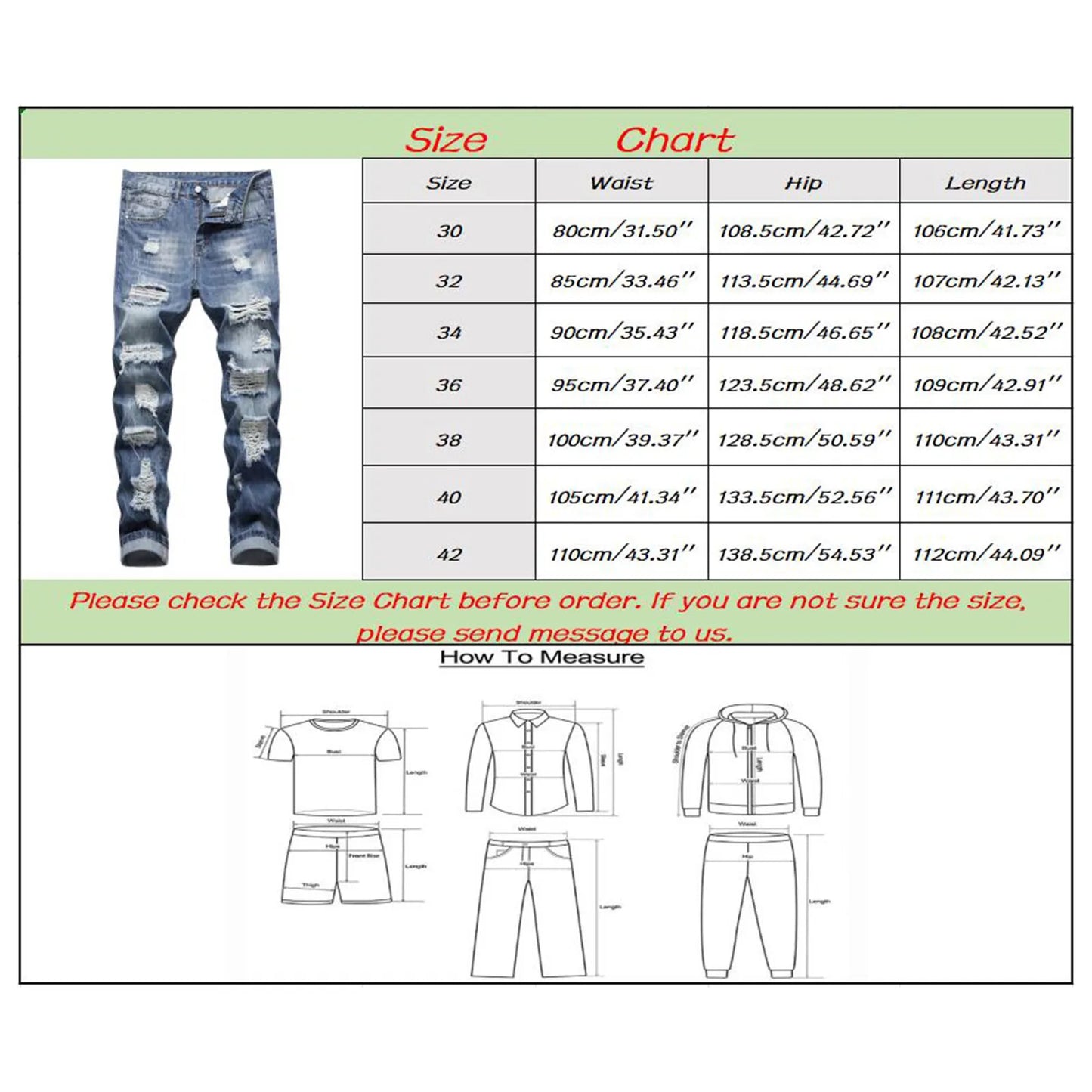 Mens Fashion Casual Straight Hole Buckle Zipper Denim Long Pants Trousers Fashion Street Style Ripped Skinny Jeans