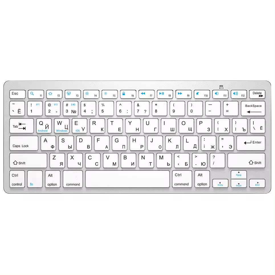 Russian English Layout Wireless Keyboard Bluetooth & 2.4G Dual Mode Keyboard Slim and Compact Ergonomic for Windows ios Android