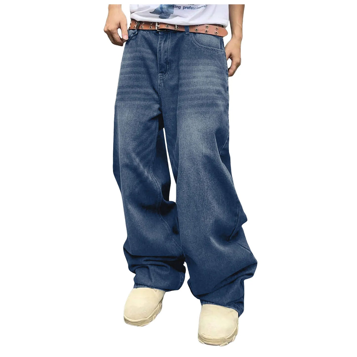 2025 New Y2k Autumn And Winter Baggy Jeans Men'S Baggy Hip Hop Jeans Wide Leg Business Jeans Trend Handsome Fashion Zipper Pants