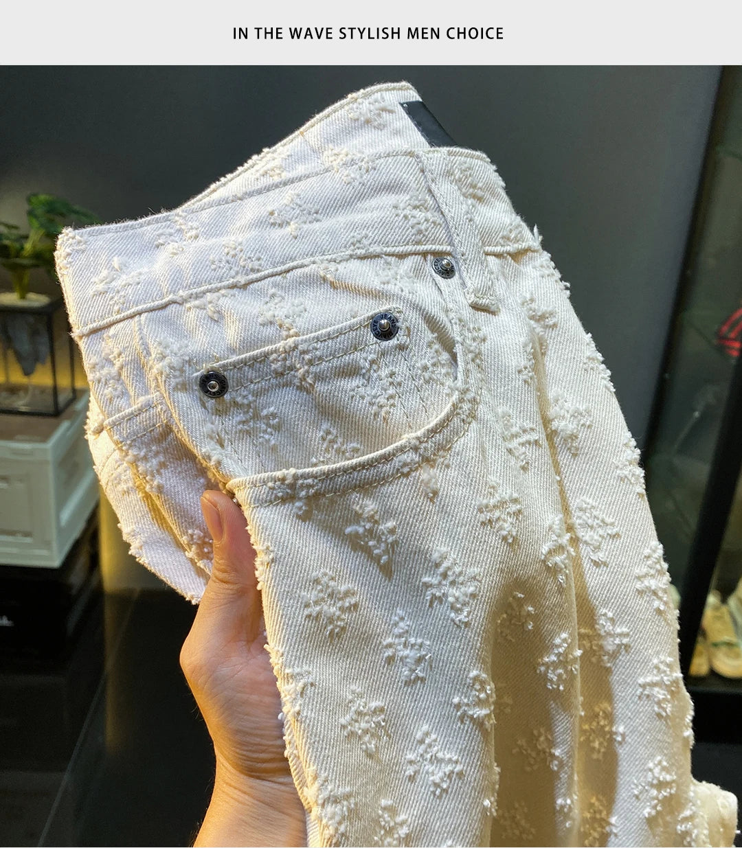 New American Style High Street White Jeans For Men Summer Fashion Trend Brand High-End Loose Fitting Straight Couple Denim Pants