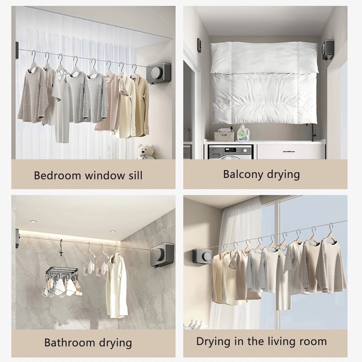 Invisible Clothesline Retractable Drying Rack Stainless Steel Pull-out Drying Machine Indoor Balcony Household Drying Rack