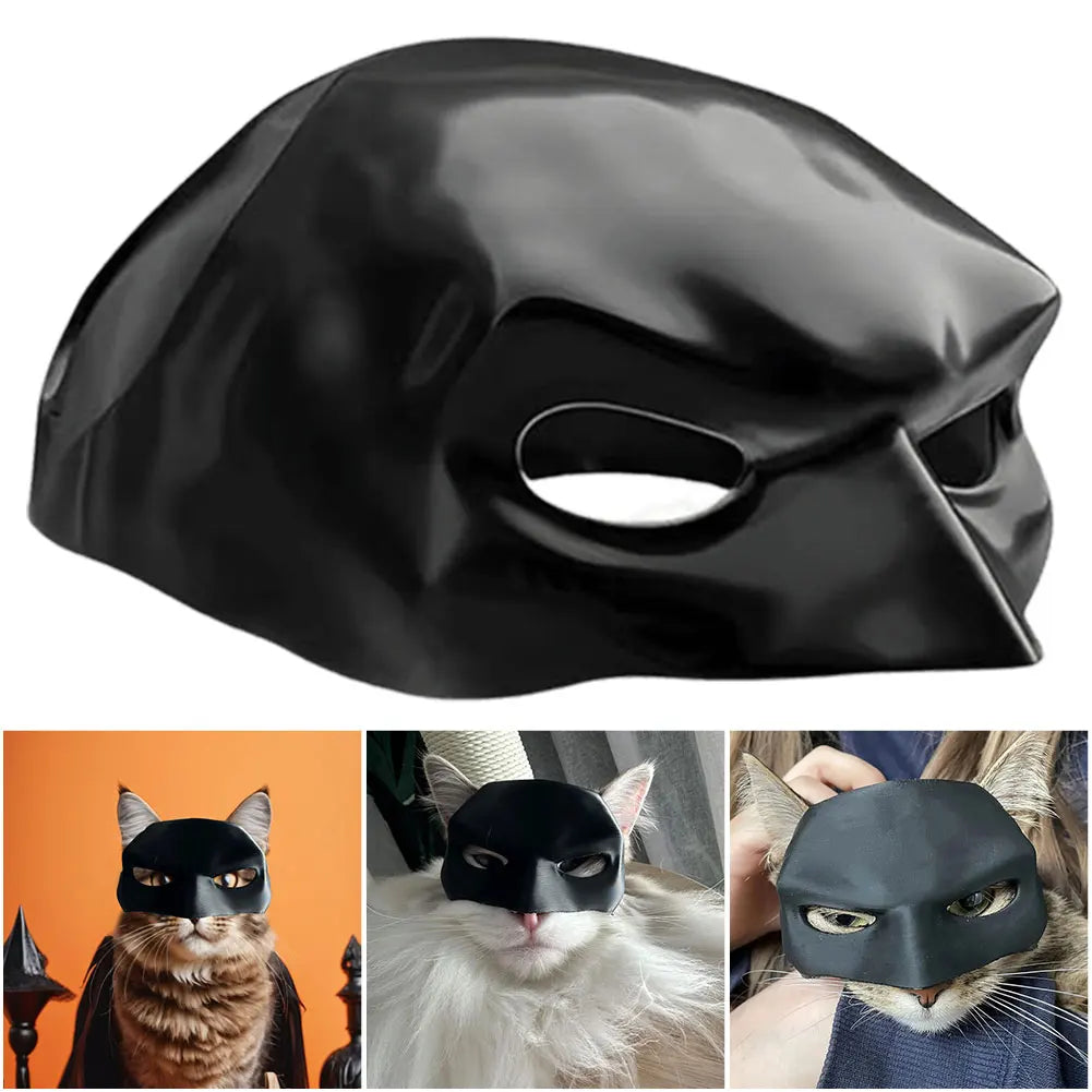 New Black Cat Bat Cool Man Mask Avenger Cute Superhero Pet Hat Bat Matte Man Mask for Cat and Dog Halloween Cosplay