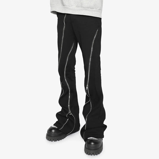 Men'S Hip Hop Zipper Split High Street Trend Slit Micro Stretch Wide Leg Design Pants Fashion Street Style Ripped Skinny Jeans