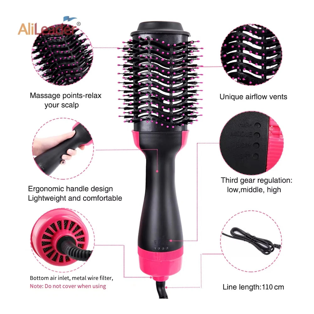 Hair Dryer Brushes For Women Blow Drying Travel Hair Dryer Straightener Curler Massager One Step Volumizer Hot-Air Hair Brushes