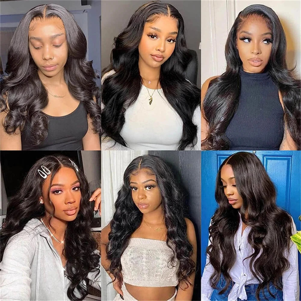 Body Wave 13x4 Transparent Lace Front Curly 100% Human Hair Wig Natural Black Lace Frontal Wigs 30 Inches Preplucked For Women