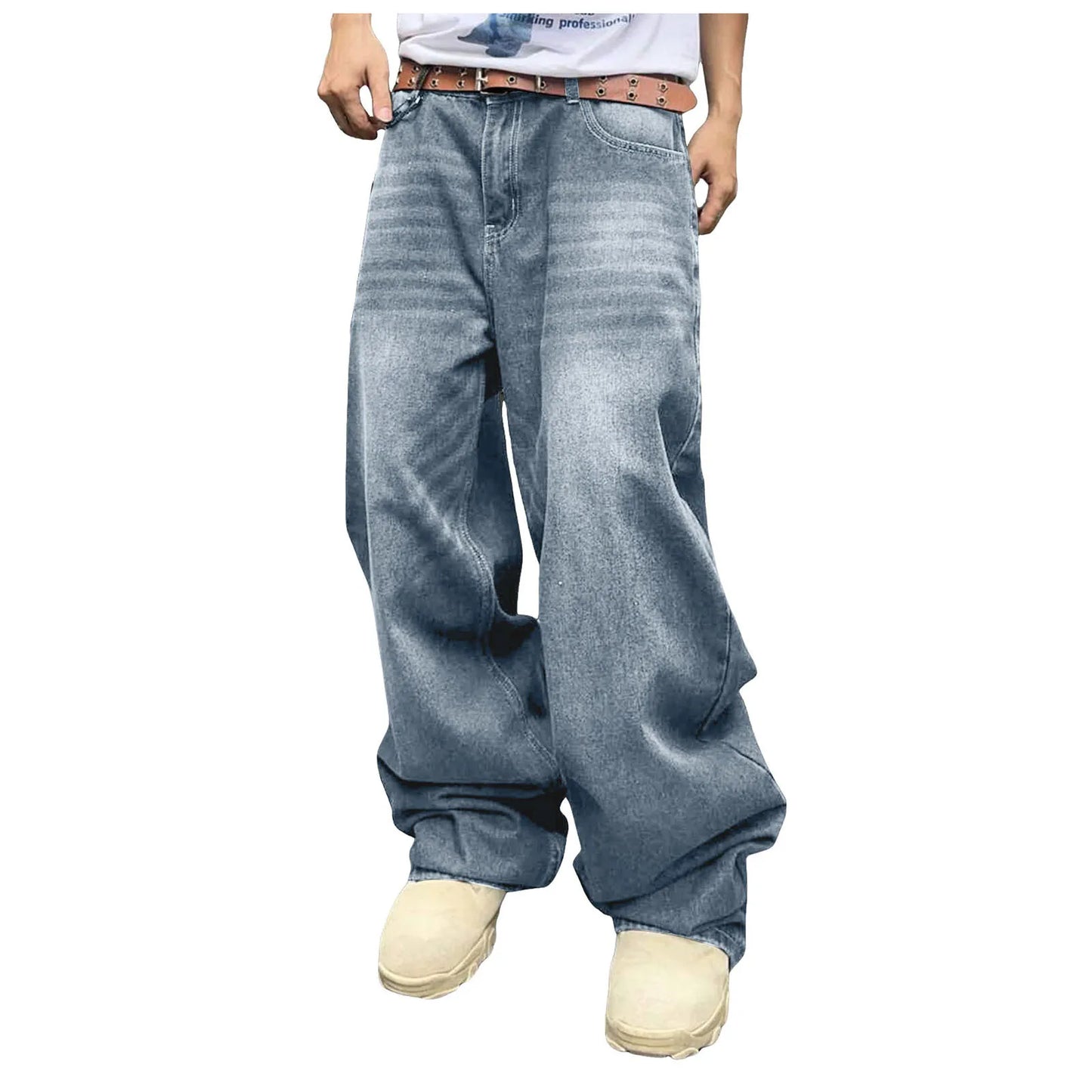 2025 New Y2k Autumn And Winter Baggy Jeans Men'S Baggy Hip Hop Jeans Wide Leg Business Jeans Trend Handsome Fashion Zipper Pants