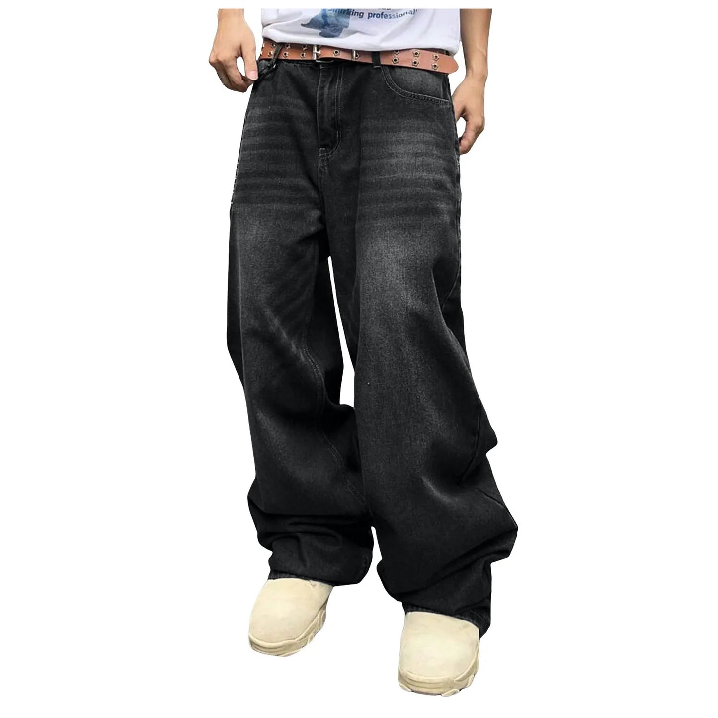 2025 New Y2k Autumn And Winter Baggy Jeans Men'S Baggy Hip Hop Jeans Wide Leg Business Jeans Trend Handsome Fashion Zipper Pants