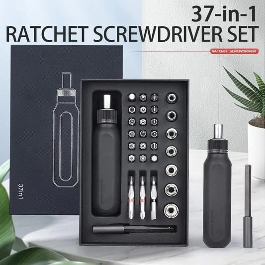 37 in 1 Screwdrivers Ratchet Screwdriver Set with Extension Rod Manual Tool for Computer Mobile Phone Repair Magnetic Bolt