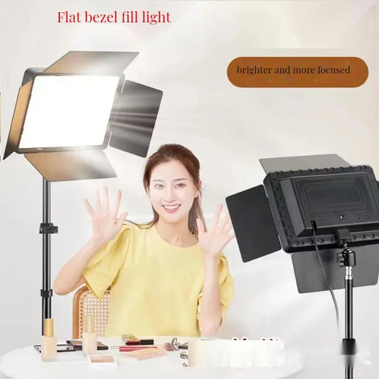 LED Video Light 10inch Photo Studio 220V Full Screen Fill Lamp Light Panel Photography Lighting Remote Working With Tripod Stand