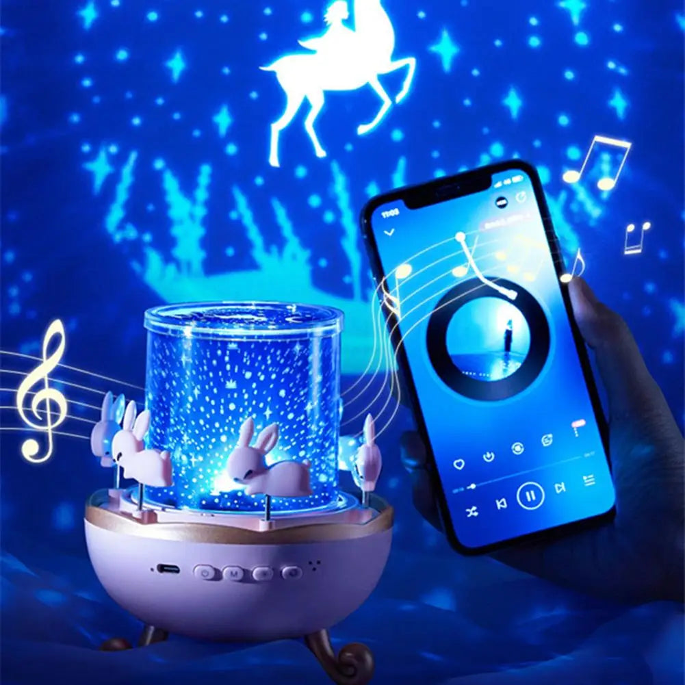 1 Set Projection Lamp Large Projected Area Wireless Sound Box Night Light Bluetooth-compatible Projection Lamp Bedroom Supplies