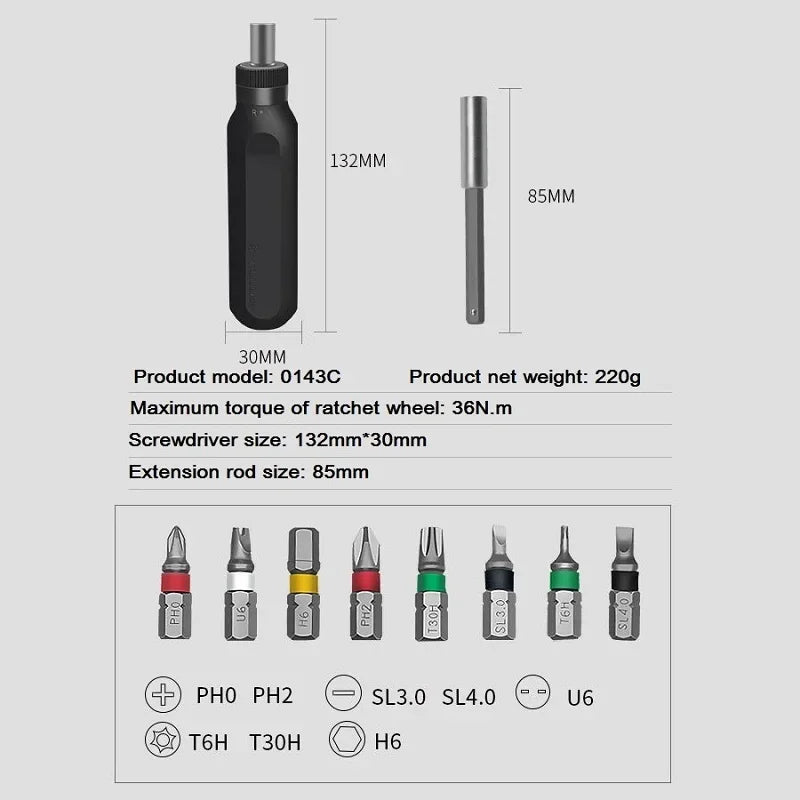 37 in 1 Screwdrivers Ratchet Screwdriver Set with Extension Rod Manual Tool for Computer Mobile Phone Repair Magnetic Bolt