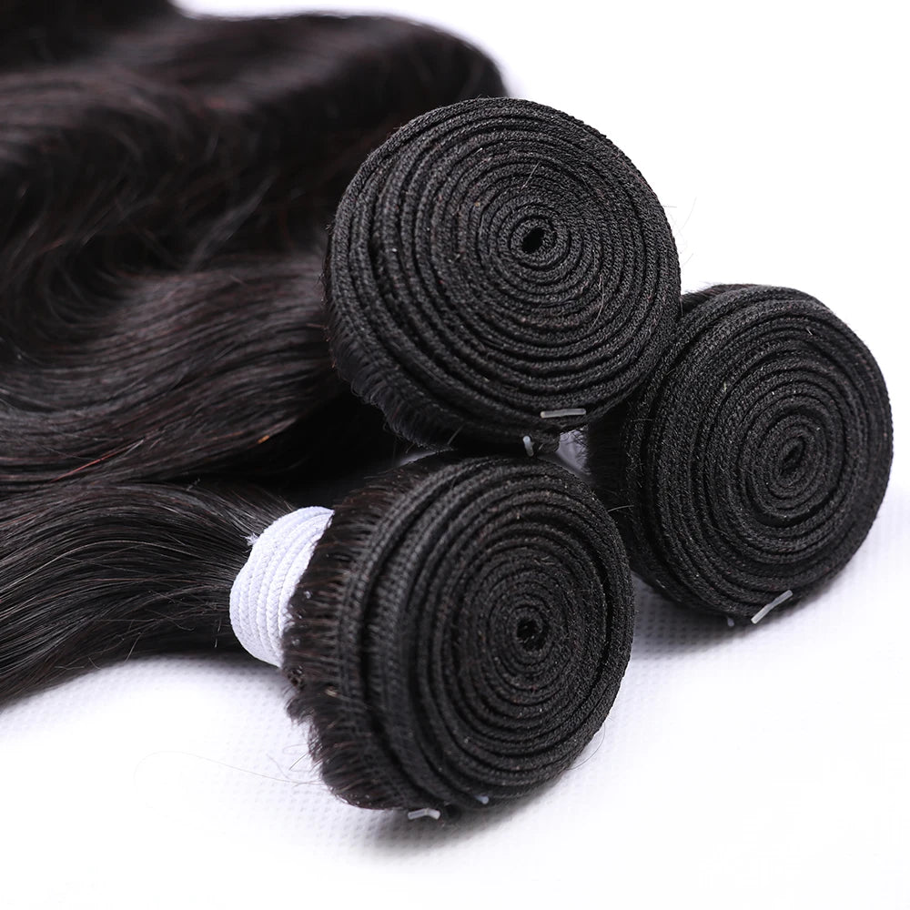 Body Wave Human Hair Bundles Brazilian Hair Weave Bundles 1/3/4 Bundle Deals Human Hair Extensions Natural & Jet Black