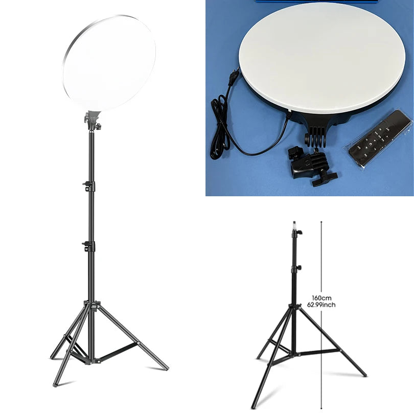 LED Video Light 10inch Photo Studio 220V Full Screen Fill Lamp Light Panel Photography Lighting Remote Working With Tripod Stand