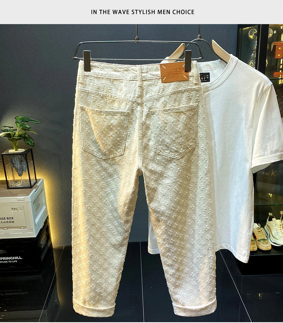 New American Style High Street White Jeans For Men Summer Fashion Trend Brand High-End Loose Fitting Straight Couple Denim Pants