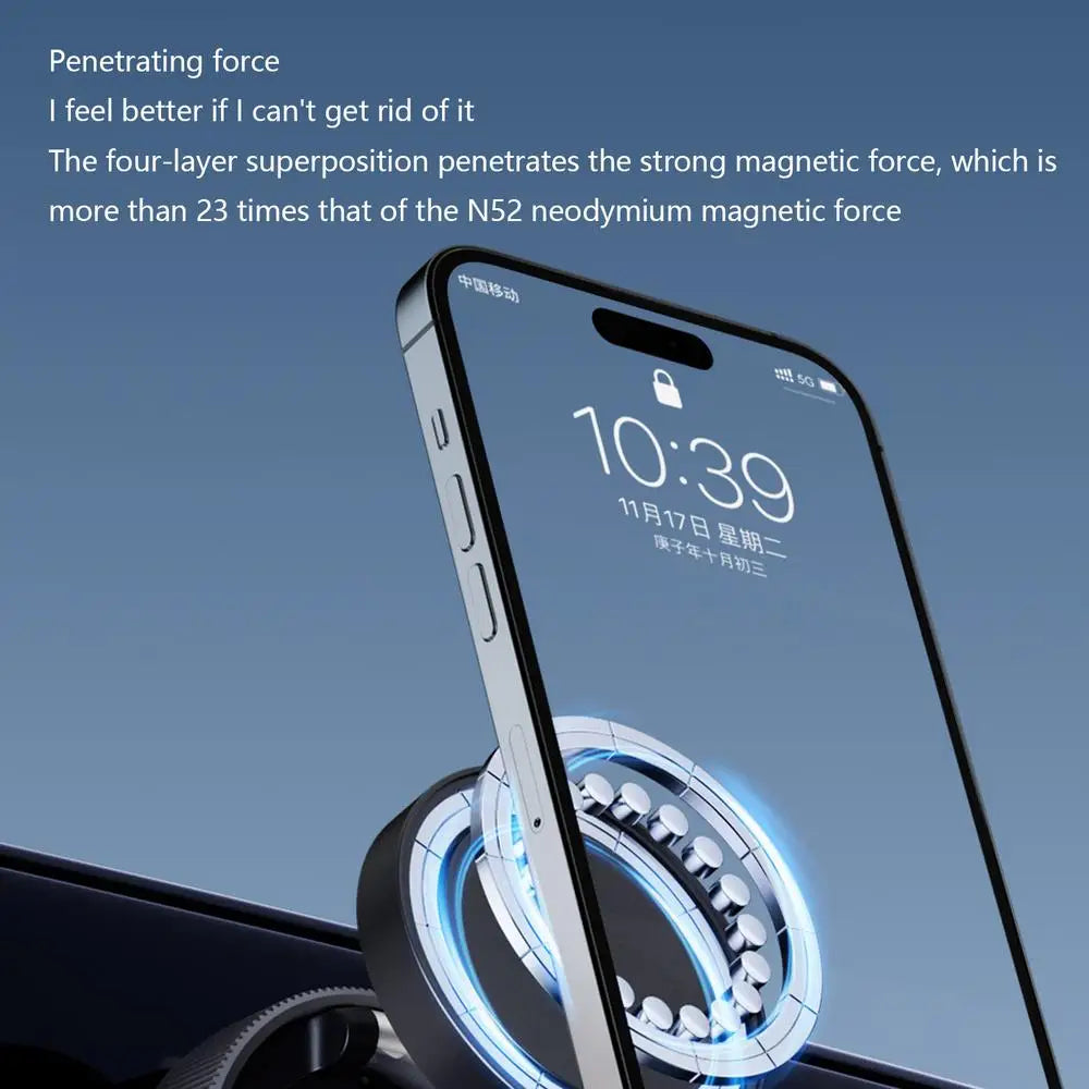 Aluminum alloy Folding Magnetic Car Compact Phone Holder 360 degree Adjustable Magnetic Car Mount for iPhone 16 15 14 Pro Max