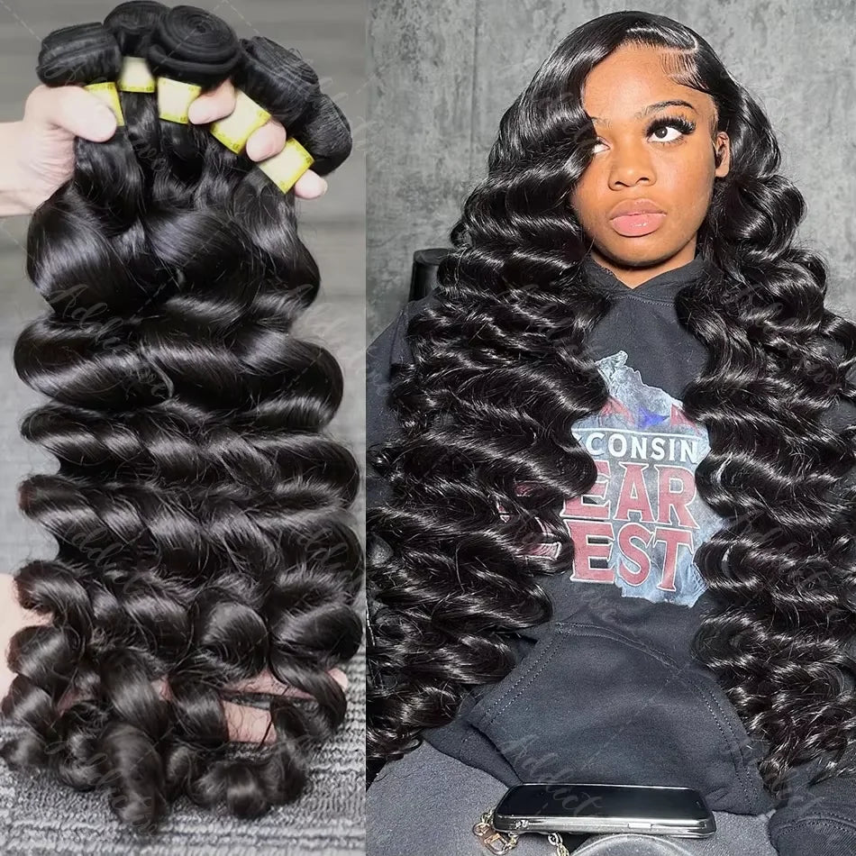 Body Wave Human Hair Bundles Brazilian Hair Weave Bundles 1/3/4 Bundle Deals Human Hair Extensions Natural & Jet Black